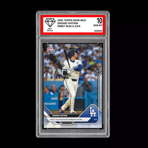 Graded 10 Shohei Ohtani - 2025 Topps Now #537 Los Angeles Dodgers Fastest 40 HR Baseball