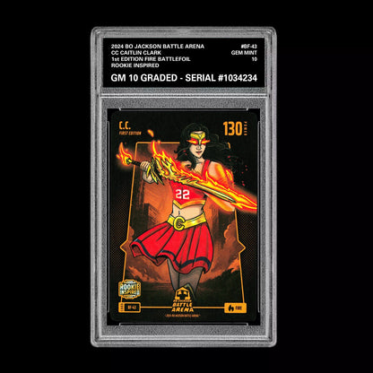 Caitlin Clark CC Graded 10 Rookie Fire BATTLEFOIL BF-43 Bo Jackson Battle Arena Basketball