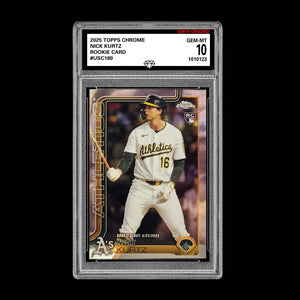 Graded 10 Nick Kurtz #USC180 RC Rookie Card 2025 MLB Topps Chrome Athletics Baseball