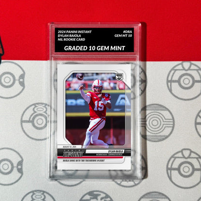 Graded 10 DYLAN RAIOLA RC Rookie Card 2024 Panini Instant #DRA Nebraska Football