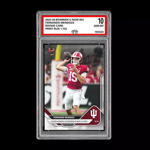 Graded 10 Fernando Mendoza RC Rookie Card 2025-26 Bowman U Topps Now #33 Football