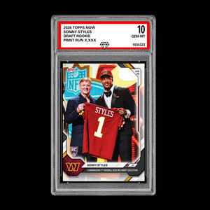 Graded 10 Sonny Styles 2026 TOPPS NOW RC Rookie Card Commanders Football