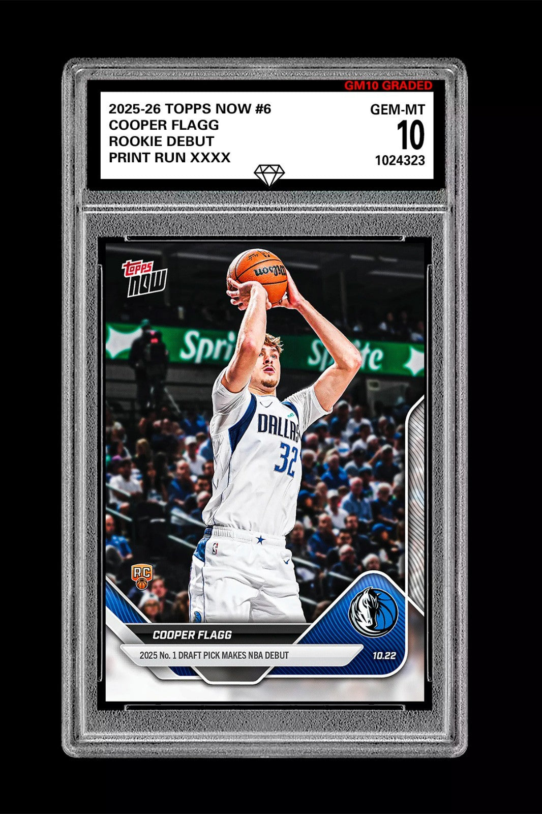 Graded 10 Cooper Flagg #6 1st Rookie Card Dallas Mavericks 2025-26 Topps Now RC Basketball