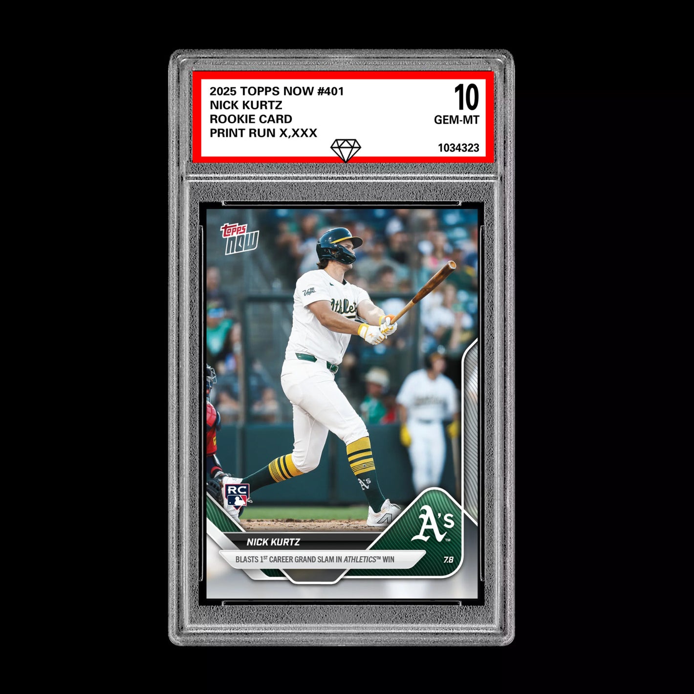Graded 10 Nick Kurtz - 2025 TOPPS NOW #401 RC Rookie Oakland Athletics Baseball