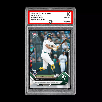 Graded 10 Nick Kurtz - 2025 TOPPS NOW #401 RC Rookie Oakland Athletics Baseball