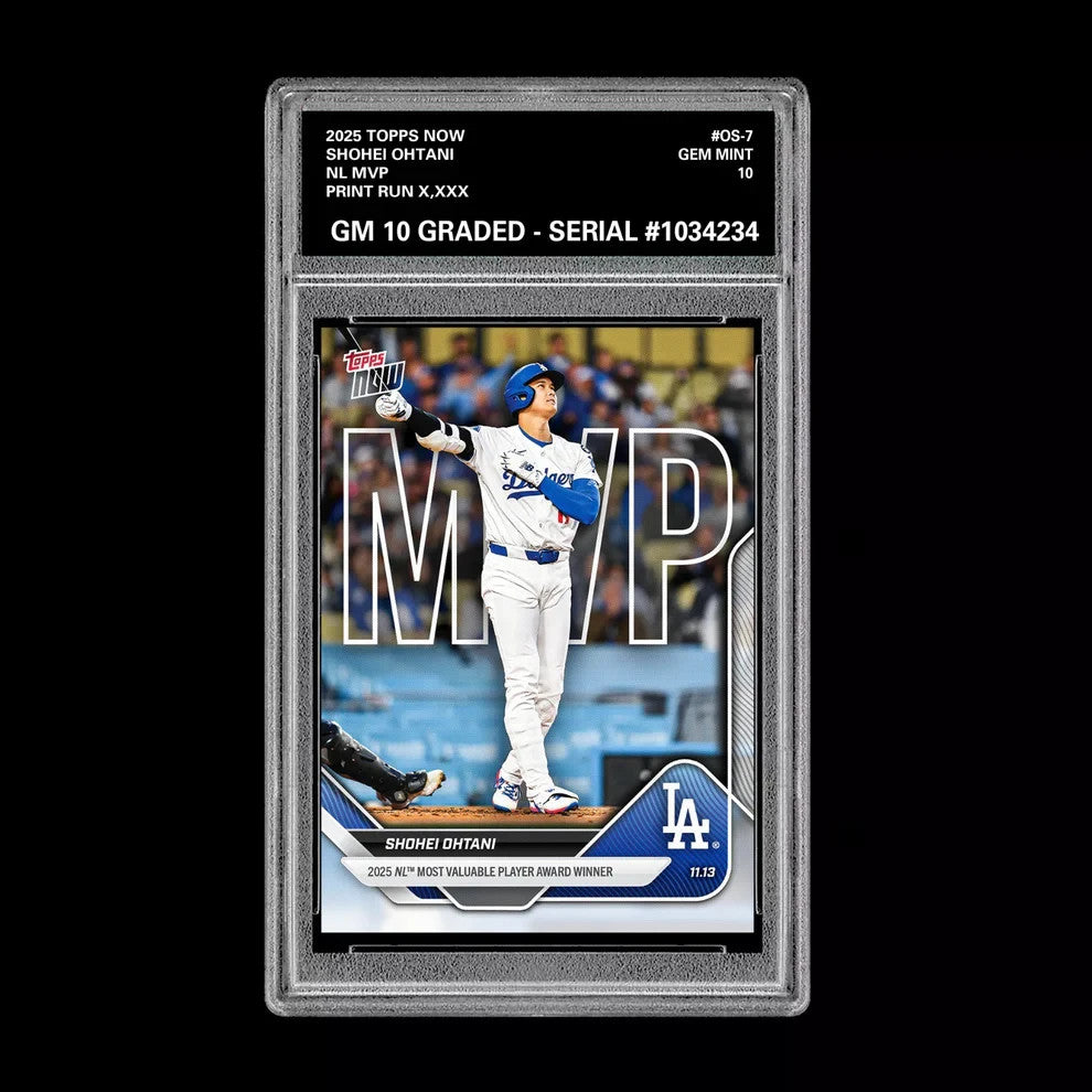 Graded 10 Shohei Ohtani NL MVP Card 2025 Topps NOW Dodgers Baseball Card #OS-7 Baseball
