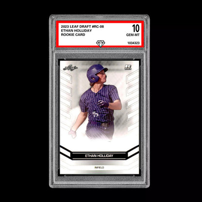 Graded 10 Ethan Holliday 2023 Leaf Draft #RC-08 RC Rookie Baseball