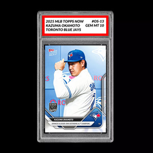 Graded 10 Kazuma Okamoto OS-13 2025 MLB Topps NOW Card PRESALE Toronto Blue Jays Baseball