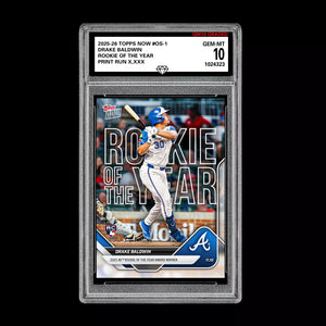 Graded 10 Drake Baldwin 2025 MLB Topps NOW Card #OS-1 Rookie Of The Year RC Baseball