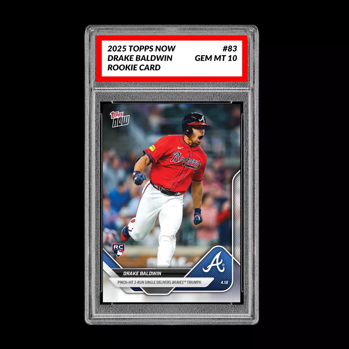 Graded 10 DRAKE BALDWIN 2025 Topps NOW *First Ever* Topps Rookie RC #83  Baseball