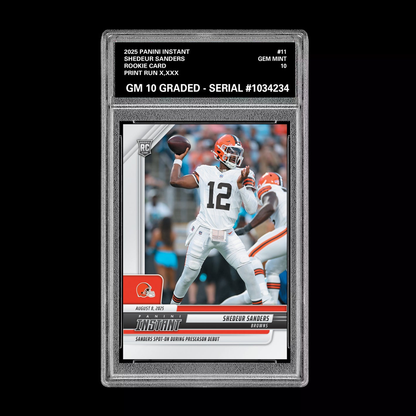 Graded 10 Shedeur Sanders - 2025 Panini Instant #11 RC Rookie Browns Football