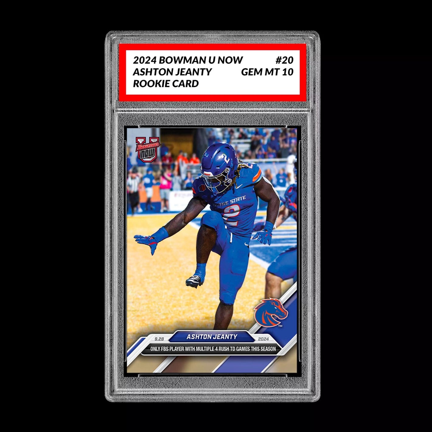 Graded 10 Ashton Jeanty RC 2024 Bowman U Now Heisman Card 20 Boise State Rookie Football
