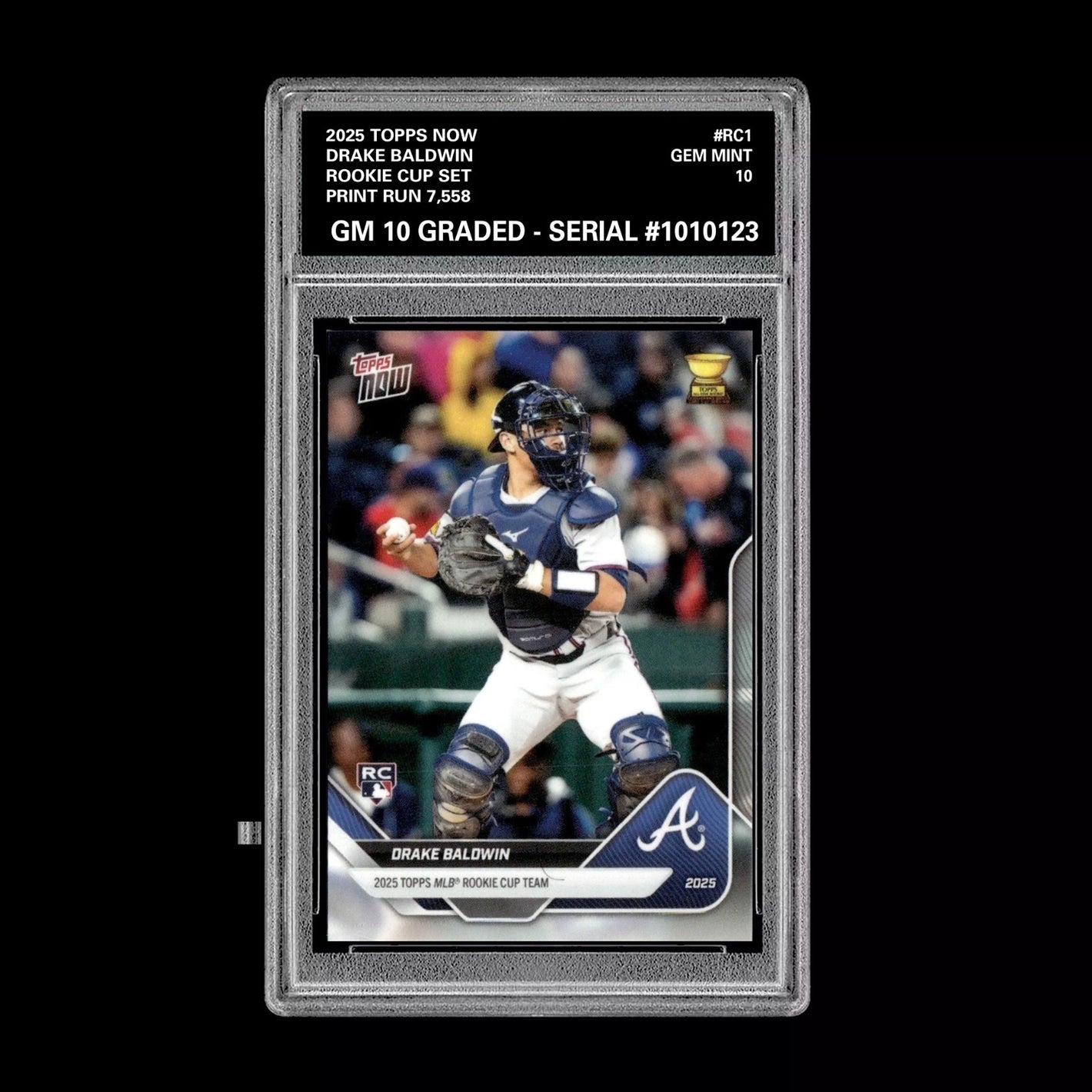 Graded 10 Drake Baldwin RC Rookie Cup 2025 Topps Now #RC1 BRAVES Baseball