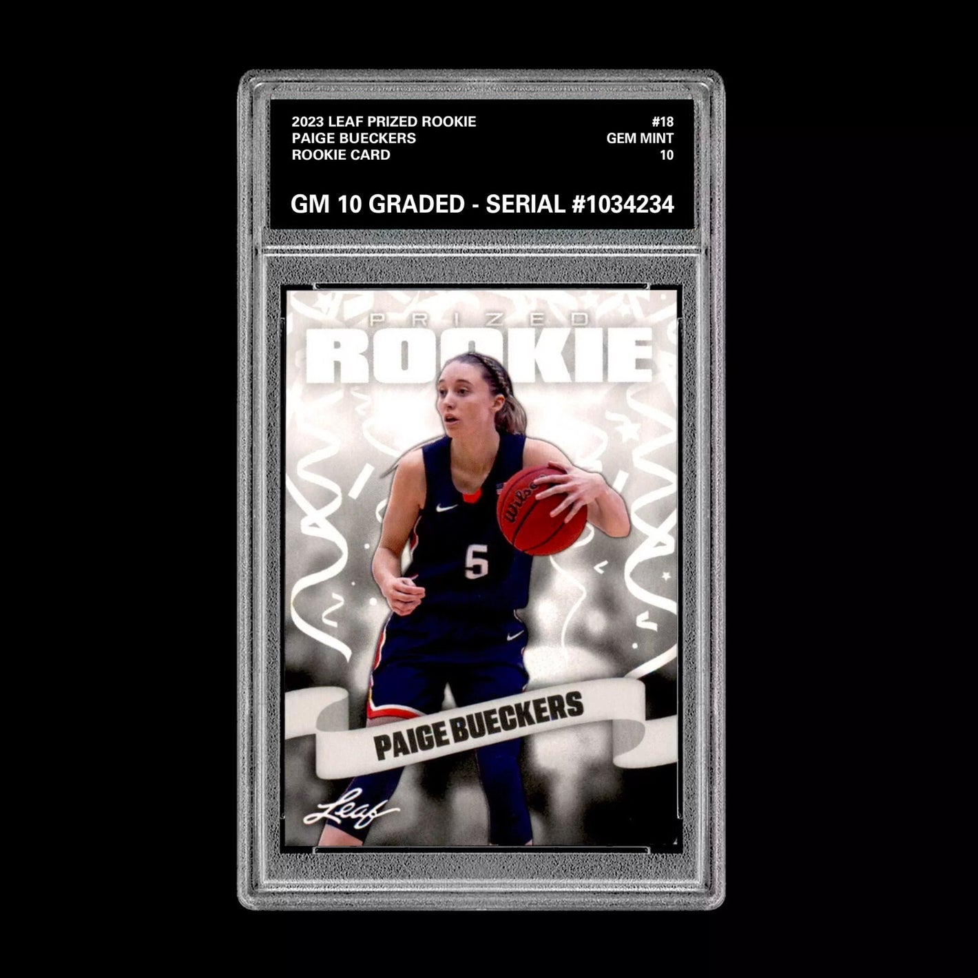 Graded 10 Paige Bueckers #18 2023 Leaf Prized Rookie Card RC UConn Huskies Basketball