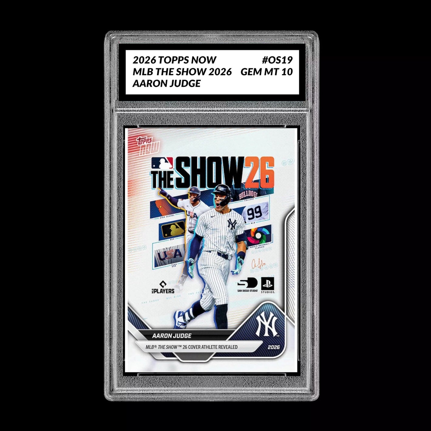 Graded 10 Aaron Judge #OS19 2026 Topps Now MLB The Show Cover Yankees  Football