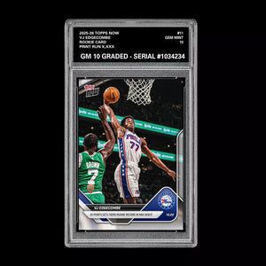 Graded 10 VJ Edgecombe RC Rookie Card 2025-26 TOPPS NOW #19 Basketball  Basketball