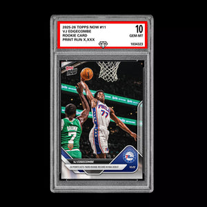 Graded 10 VJ Edgecombe RC Rookie Card 2025-26 TOPPS NOW #19 Basketball  Basketball
