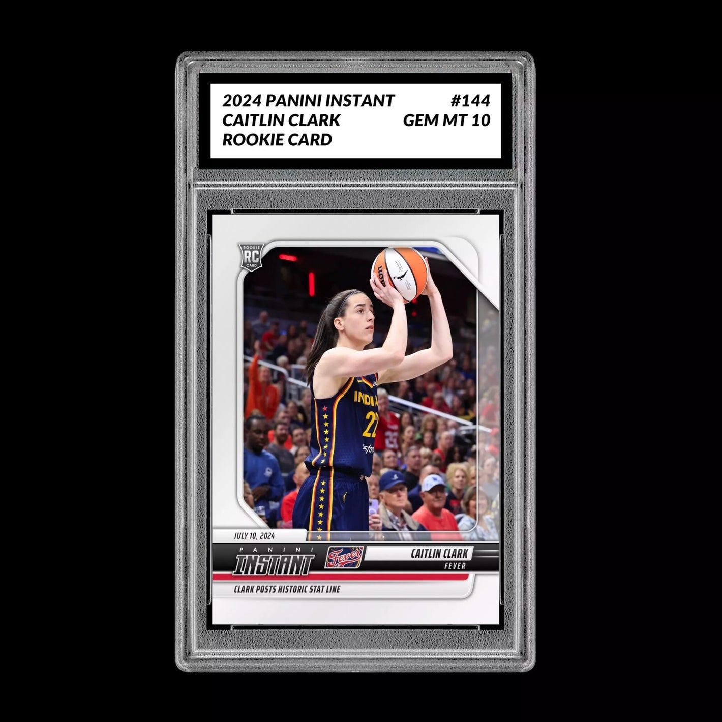 Graded 10 CAITLIN CLARK #144 RC Rookie Card 2024 Panini Instant Indiana Fever Basketball