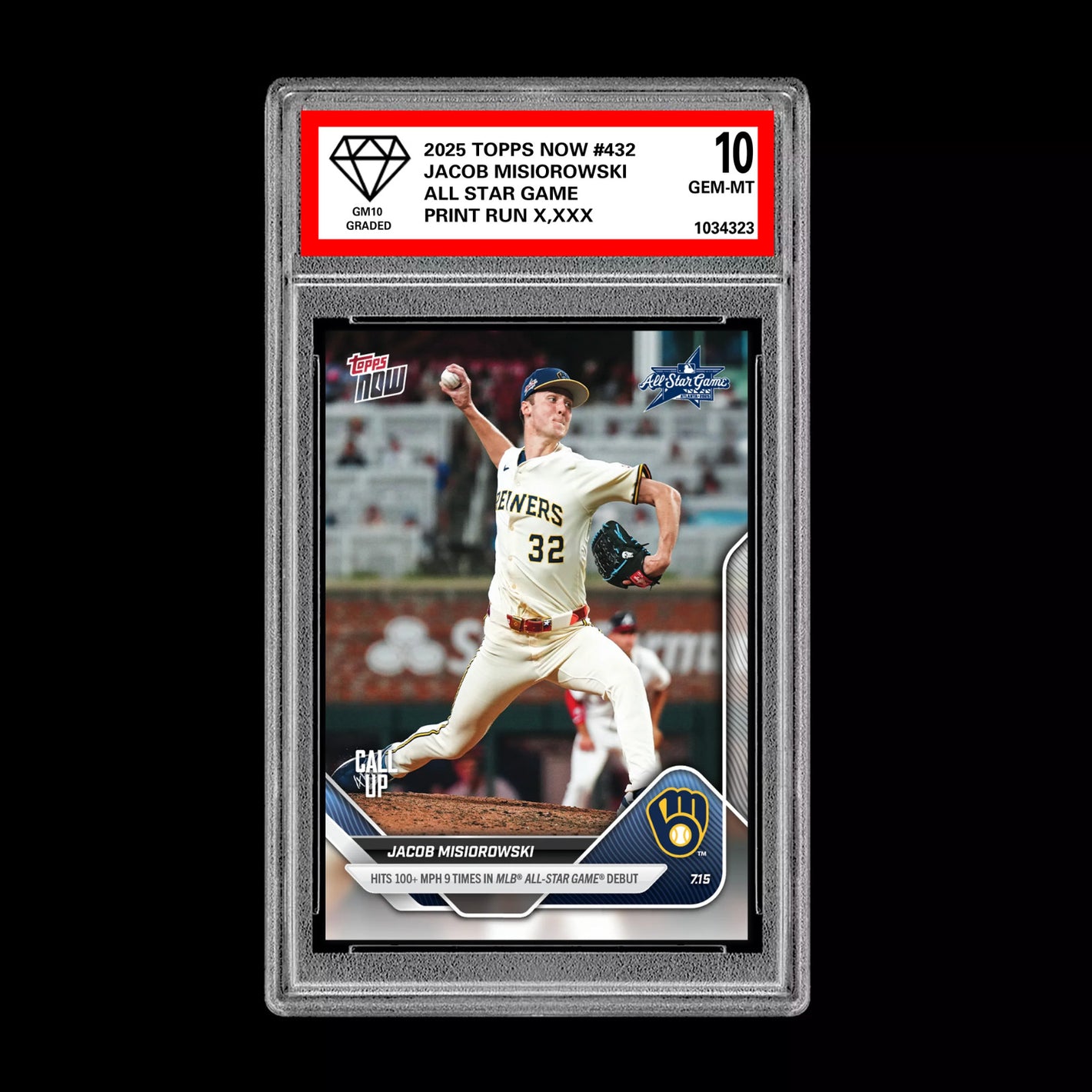 Graded 10 Jacob Misiorowski - 2025 TOPPS NOW #432 All Star Game Baseball