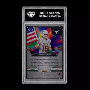 Graded 10 Arch Manning 2024 Panini Prizm Draft Picks II-AM RC Rookie Green Prizm Football