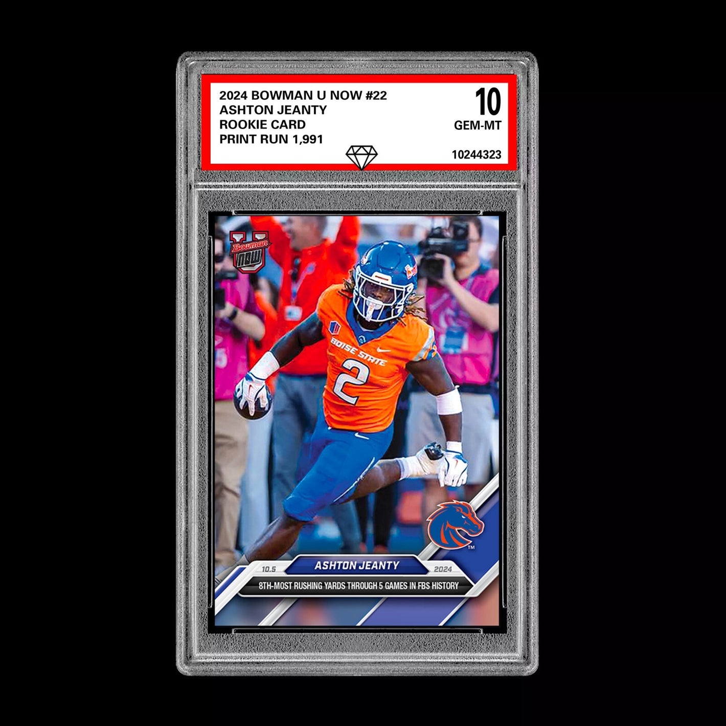 Graded 10 Ashton Jeanty RC Rookie 2024 Bowman U Now Football Card #22 Heisman Football