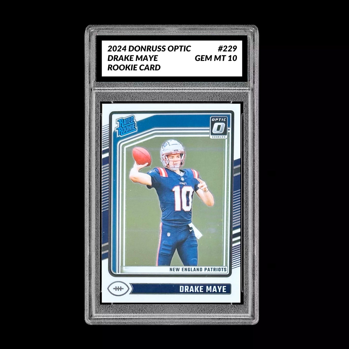 Graded 10 Drake Maye Panini 2024 Donruss Optic Rated Rookie #229 (RC) GEM MT Football