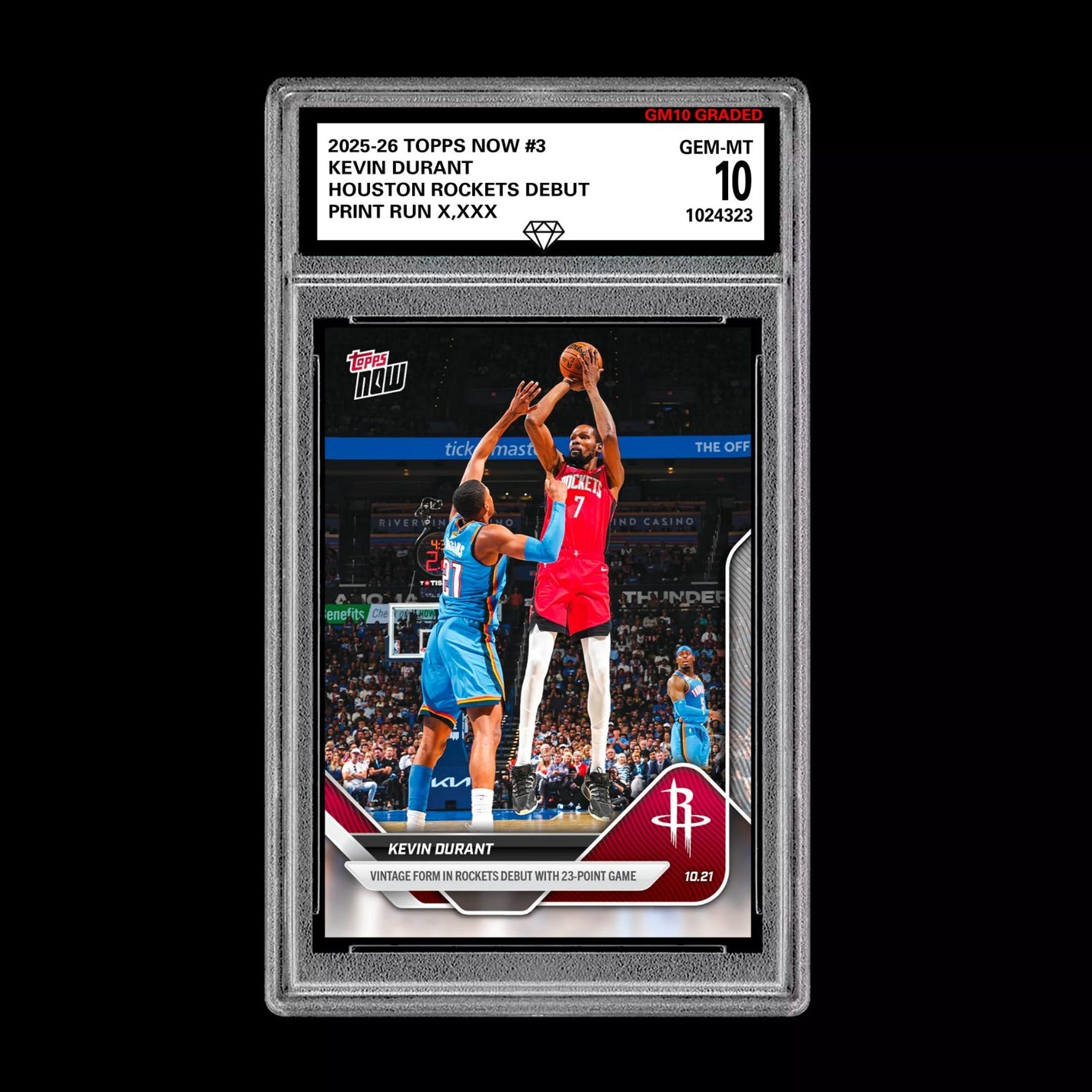 Graded 10 KEVIN DURANT #3 2025-26 TOPPS NOW Basketball ROCKETS - Presale Basketball