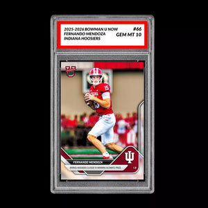 Graded 10 Fernando Mendoza #66 Indiana Hoosiers 2025-26 Bowman U NOW  Football