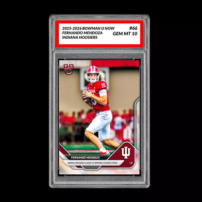 Graded 10 Fernando Mendoza #66 Indiana Hoosiers 2025-26 Bowman U NOW  Football