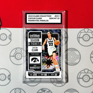 Graded 10 Caitlin Clark RC Panini Parallel Foil Card #CC3 2024 SEASON TICKET Basketball