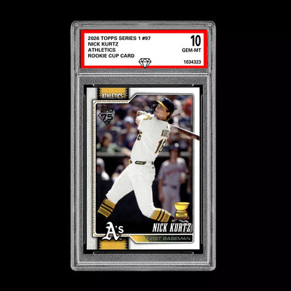 Graded 10 Nick Kurtz #97 RC Rookie Cup Card 2026 MLB Topps Athletics Baseball