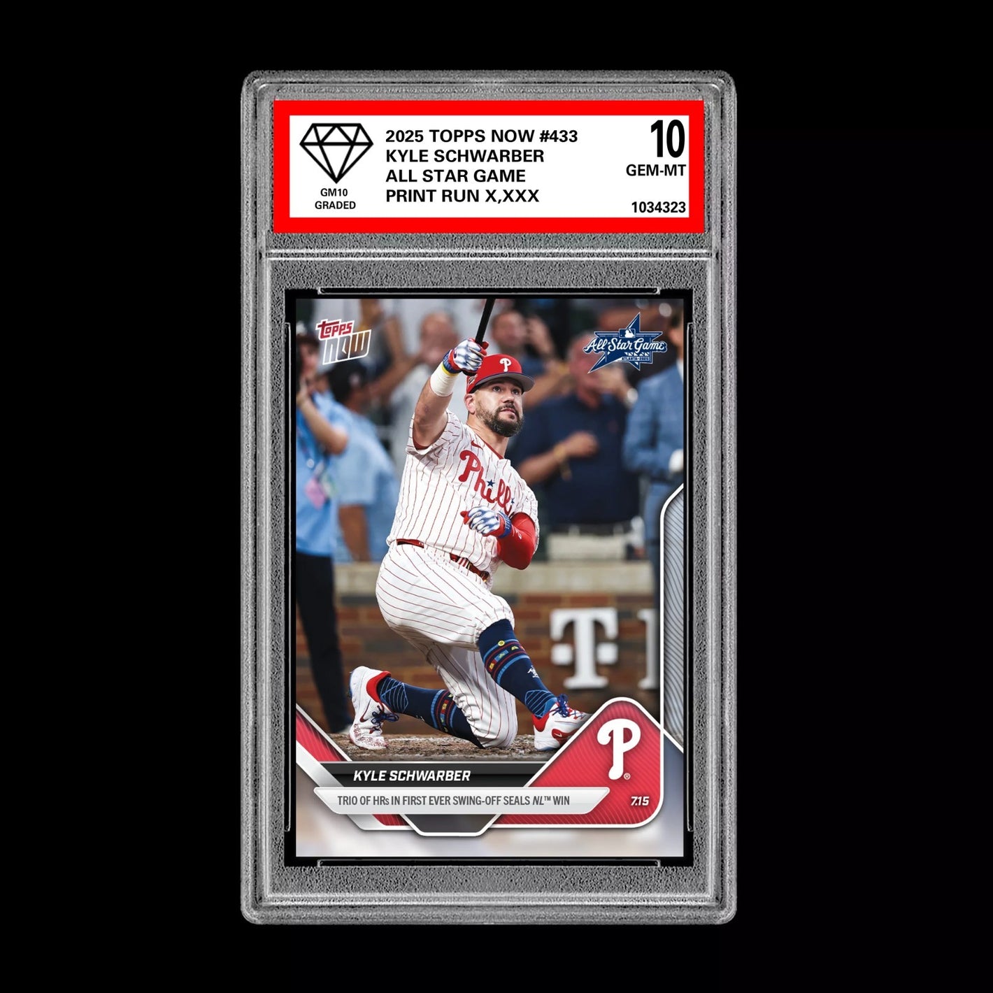 Graded 10 Kyle Schwarber - 2025 TOPPS NOW #433 All Star Game Swing Off HR Baseball