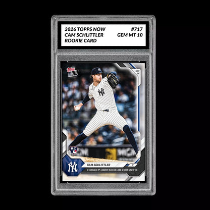 Graded 10 Cam Schlittler 2026 Topps NOW #717 Yankees Rookie Card PRESALE Baseball