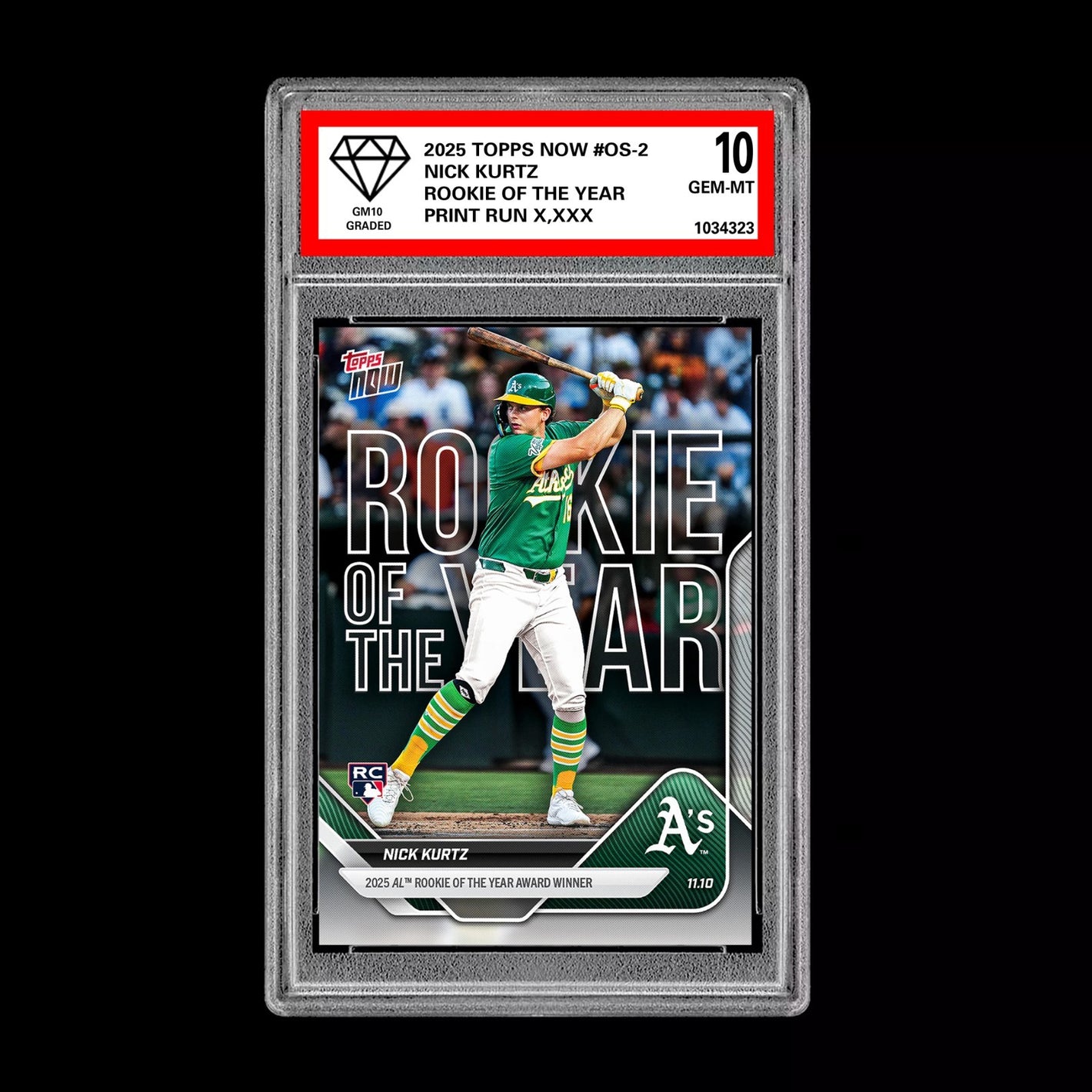 Graded 10 NICK KURTZ RC Rookie of the Year 2025 Topps Now #OS-2  Baseball