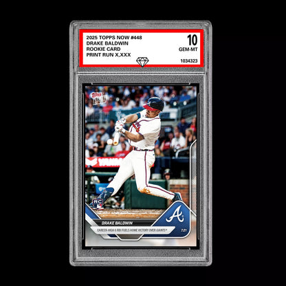 Graded 10 Drake Baldwin 2025 Topps Now #448 RC Rookie Atlanta Braves  Baseball