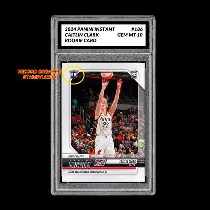Graded 10 CAITLIN CLARK #186 RC ROOKIE Card 2024 Panini Instant Indiana Fever Basketball