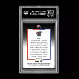 Graded 10 John Cena 2025 WWE Topps Now The Last Real Champion Card Wrestling