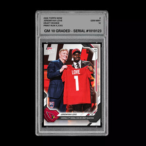 Graded 10 Jeremiyah Love  2025-26 TOPPS NOW RC Rookie Card Cardinals NFL  Football