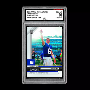 Graded 10 Jaxson Dart RC ROOKIE SP 2025 Panini Instant NFL #105 NY Giants QB Football