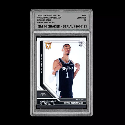 Graded 10 Victor Wembanyama RC #544 2023 Panini Instant Rookie San Antonio Spurs Basketball