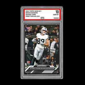 Graded 10 Brock Bowers RC #17 2024 Topps Now Rookie TE Receiving Record Football