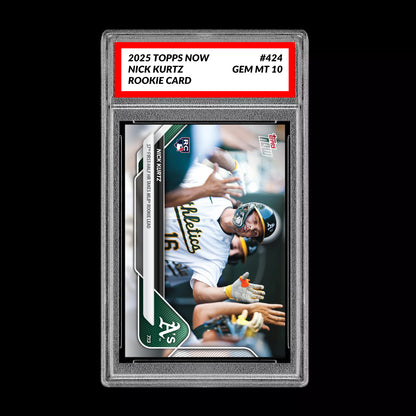 Graded 10 Nick Kurtz - 2025 TOPPS NOW #424 RC Rookie Oakland Athletics Baseball