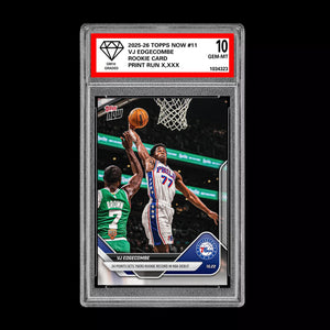 Graded 10 VJ Edgecombe RC Rookie Card 2025-26 TOPPS NOW #19 Basketball  Basketball
