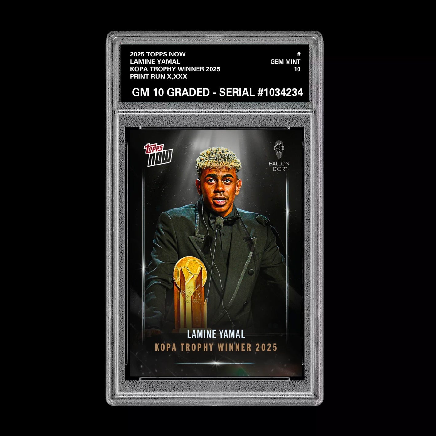 Graded 10 Lamine Yamal Kopa Trophy Winner - 2025 Topps NOW - Card 6 Soccer RC Soccer
