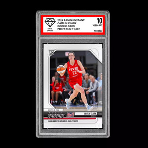Graded 10 CAITLIN CLARK #191 RC ROOKIE Card 2024 Panini Instant Indiana Fever Basketball
