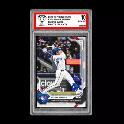Graded 10 Kazuma Okamoto Rookie Card 25 2026 Topps NOW Toronto Blue Jays PRESALE Baseball