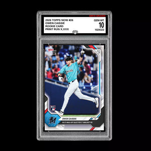 Graded 10 Owen Caissie Rookie Card 26 2026 Topps NOW Miami Marlins PRESALE Baseball