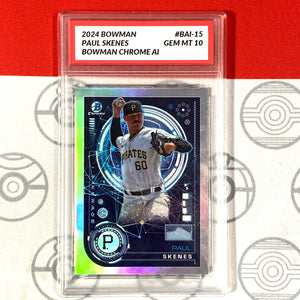 Graded 10 Paul Skenes RC Rookie #BAI-15 2024 Bowman Chrome Pirates Gem Mint Baseball
