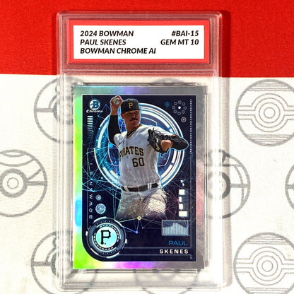 Graded 10 Paul Skenes RC Rookie #BAI-15 2024 Bowman Chrome Pirates Gem Mint Baseball