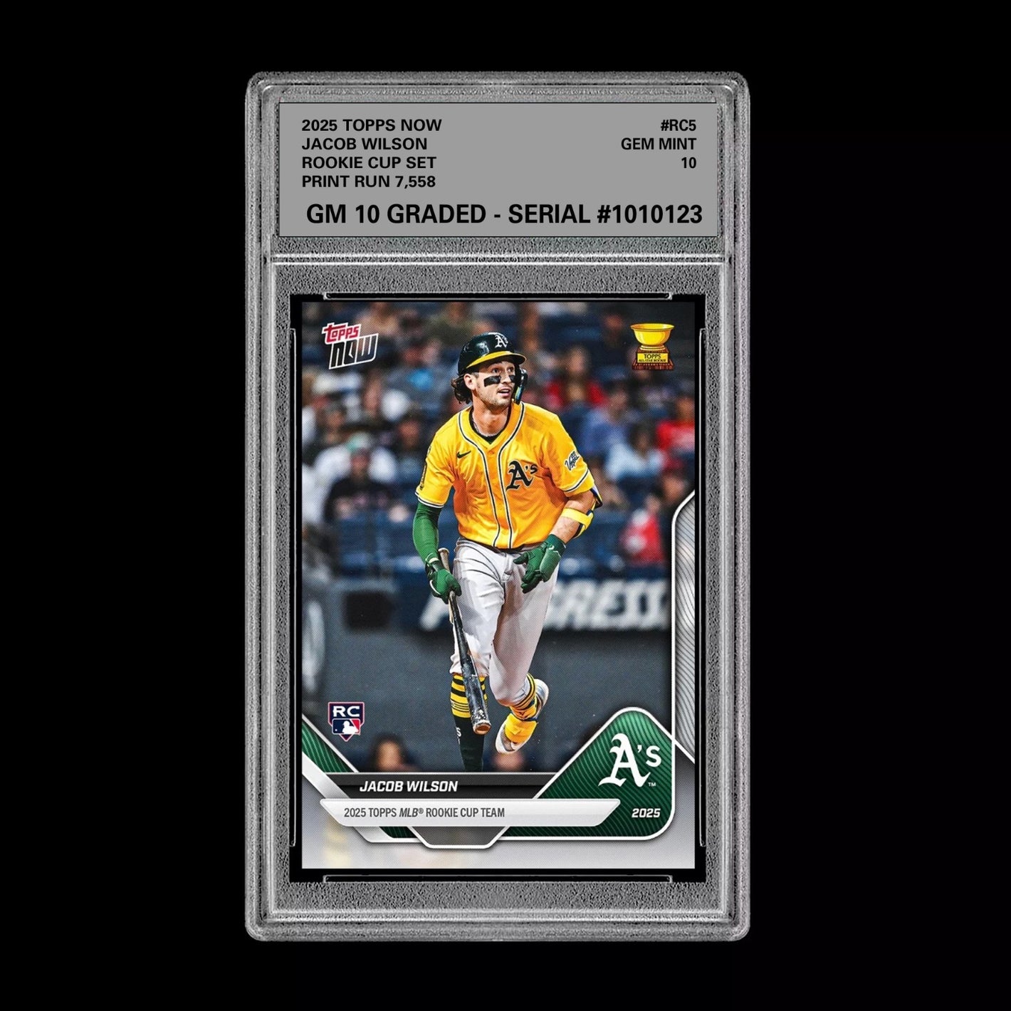 Graded 10 Jacob Wilson RC Rookie Cup 2025 Topps Now ATHLETICS Baseball